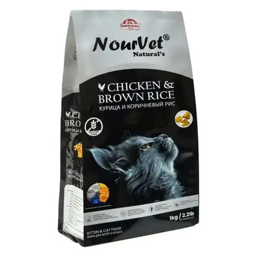 NourVet Natural's Chicken & Brown Rice Kitten & Cat Food pack